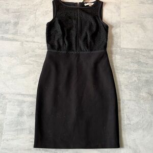 Loft   Dress  black sleeveless Dress  boat shape, neckline Lace upper Sz. 0P NWT